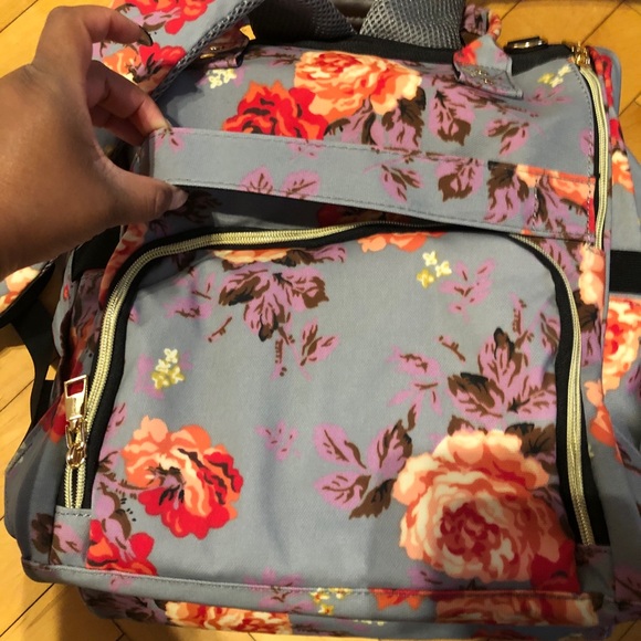 Gray Floral Diaper Bag/Backpack - Picture 7 of 16